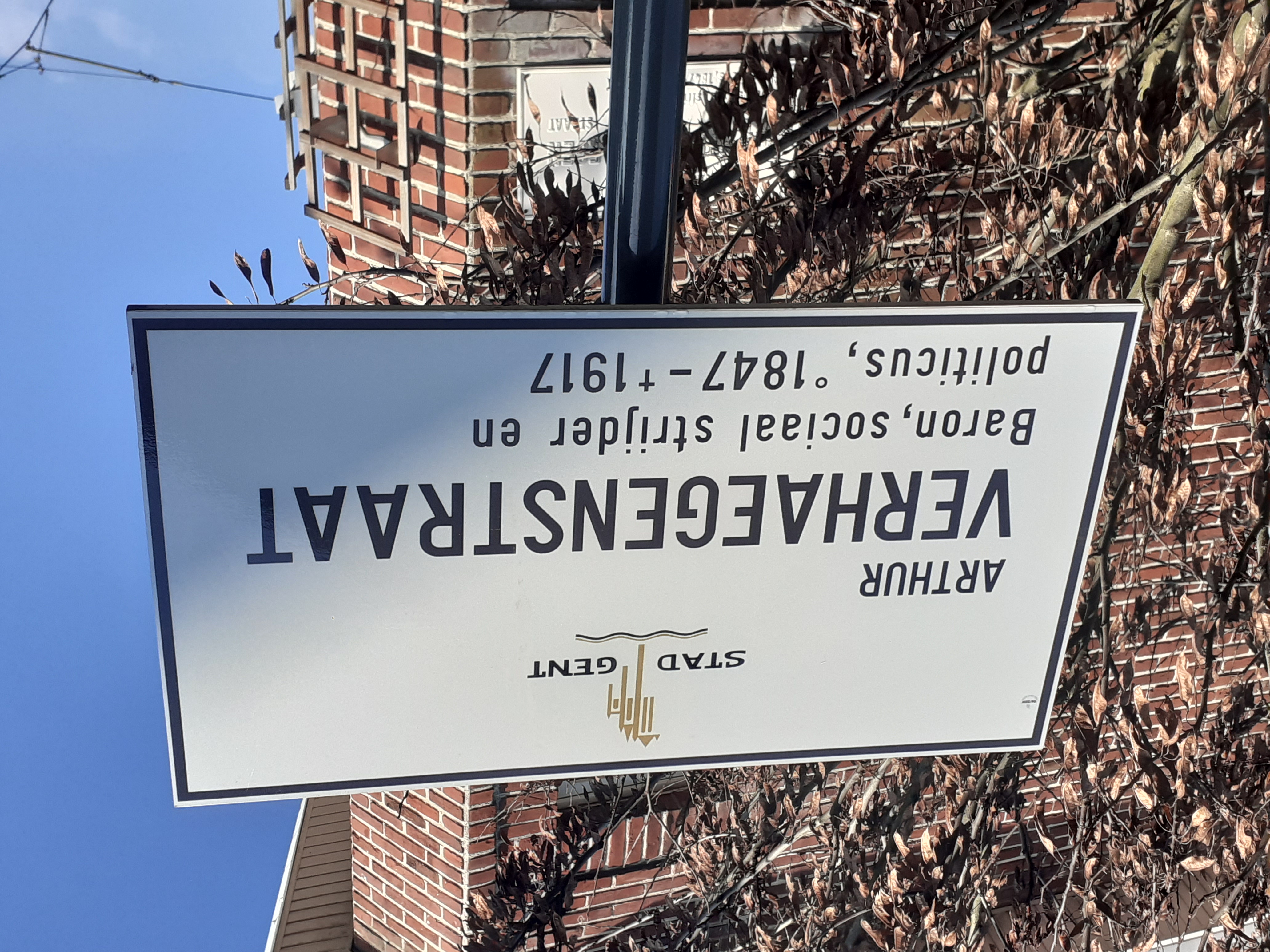 straatnaambord Verhaegen Gent