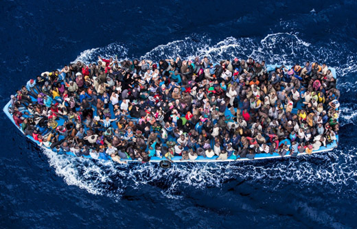 Vluchtelingen op zee